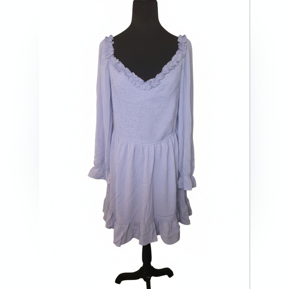 Lilac Mini Dress with Ruffle Trim - Picture 2 of 5